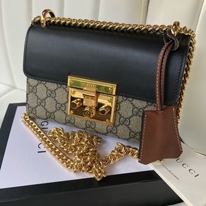 Authentic Gucci Padlock small GG shoulder bag purs
